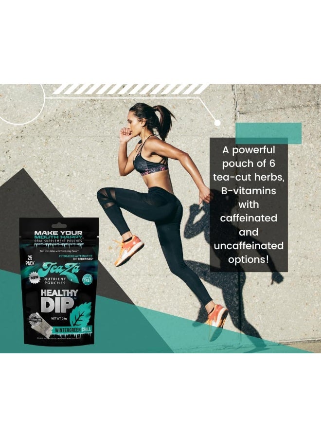 Teaza Herbal Energy Pouches Tobacco Free Nicotine Free, Smokeless Alternative Snuff Healthy Chewing Dipping Alternative, Wintergreen Chill (1 Pack) - Image 3
